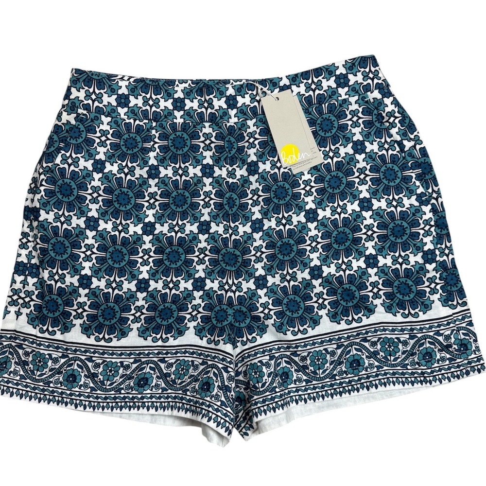 NWT Boden Georgina Linen Trouser Shorts Women's 8 Mom Style High Rise Coastal - Picture 3 of 8